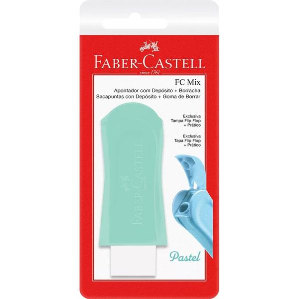 Apontador com Deposito e Borracha Tons Pastel, Cores Sortidas, Faber-Castell - BT 1 UN Apontador com Deposito e Borracha Tons Pastel, Cores Sortidas, Faber-Castell - BT 1 UN