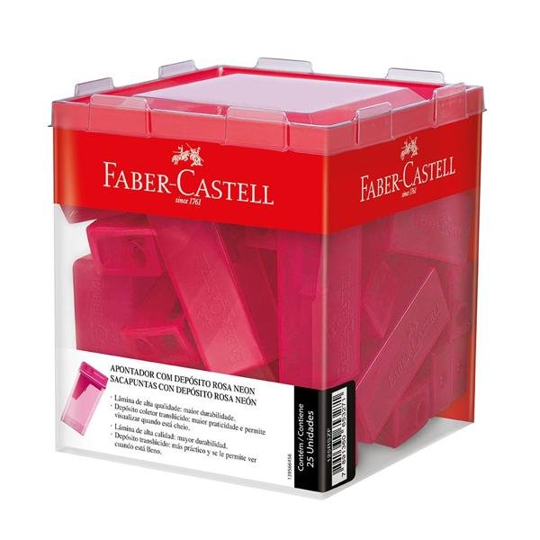Apontador com Depósito Rosa, Faber-Castell - CX 25 UN