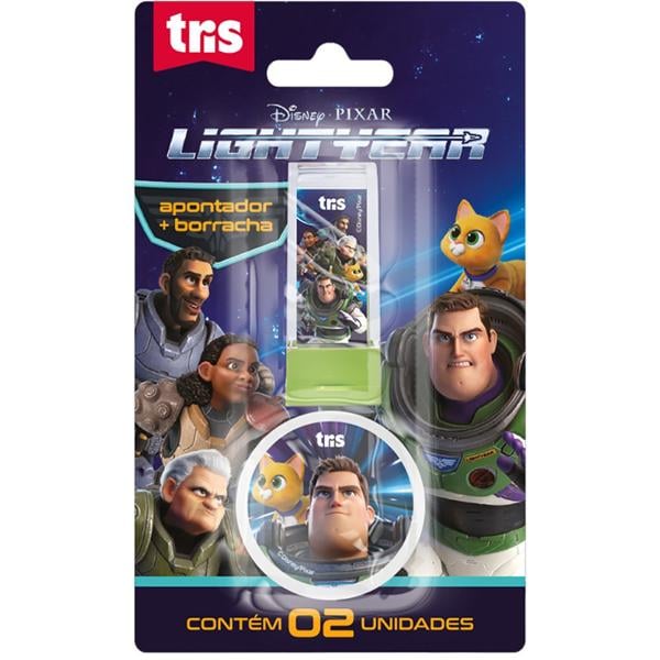 Apontador com Depósito e Borracha Disney Lightyear, Tris - BT 2 UN