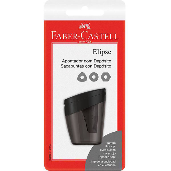 Apontador com Depósito Elipse, Cores sortidas, Faber-Castell - BT 1 UN Apontador com Depósito Elipse, Cores sortidas, Faber-Castell - BT 1 UN