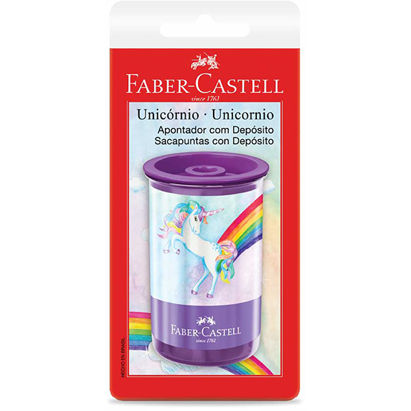 Apontador com depósito, Unicórnio, SM/123UNIZF, Faber-Castell - BT 1 UN Apontador com depósito, Unicórnio, SM/123UNIZF, Faber-Castell - BT 1 UN