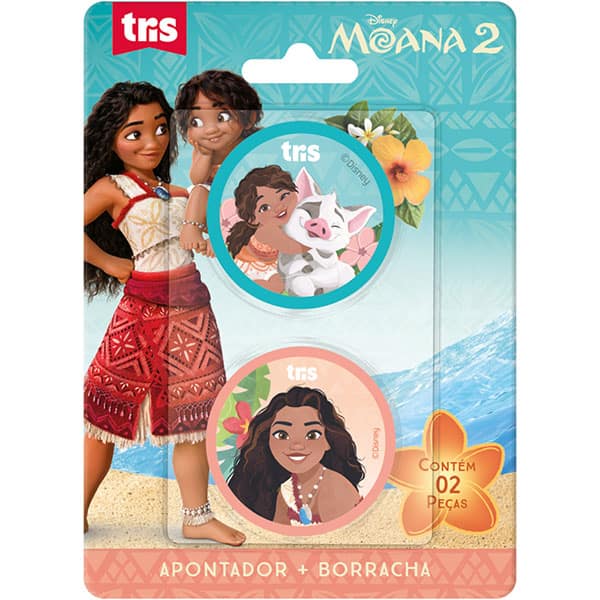 Apontador com depósito + 1 borracha Moana, 908483 , Tris - BT 1 UN