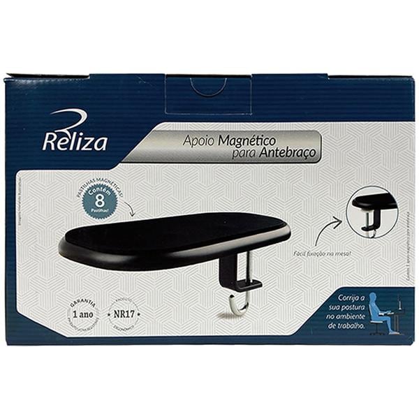 Apoio ergonômico para antebraço magnético, Preto, 000032, Reliza - CX 1 UN