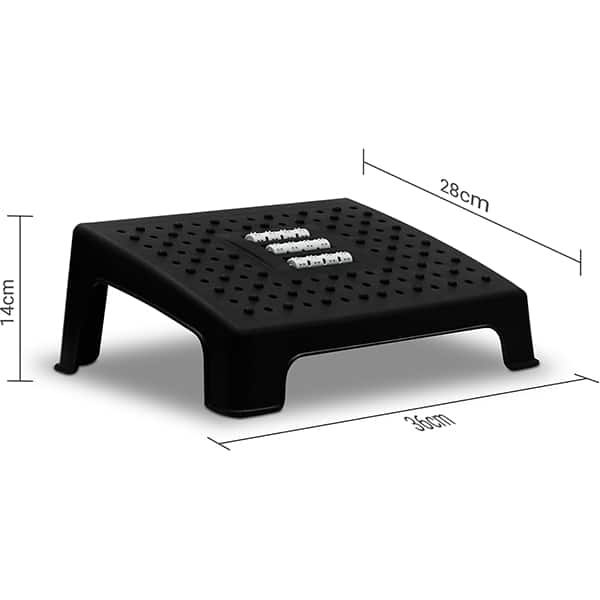 Apoio ergonômico para os pés com massageador, Preto, HR0524, App-Tech - CX 1 UN