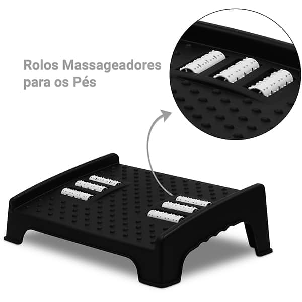 Apoio ergonômico para os pés com massageador, Preto, HR0567, App-Tech - CX 1 UN