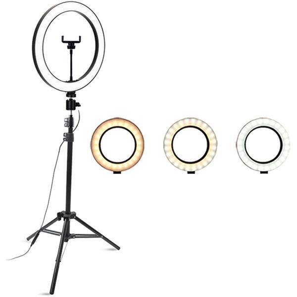 Ring Light Iluminador c/ Anel 10" Polegadas - 25cm c/ 3 Tonalidades de Luz, Tripé de 2,10m e Suporte para Smartphone - Smarts PC 1 UN