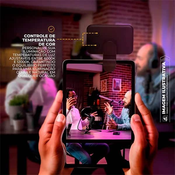 Luz de Selfie Recarregável Clip-On, LED com Modos Ajustáveis de Iluminação, Armor, GS-10921, Gshield - CX 1 UN Luz de Selfie Recarregável Clip-On, LED com Modos Ajustáveis de Iluminação, Armor, GS-10921, Gshield - CX 1 UN