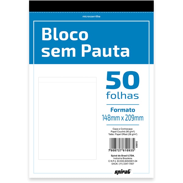 Bloco de anotação sem pauta, 148mm x 209mm, 50 folhas, 2310935, Spiral - 1 UN