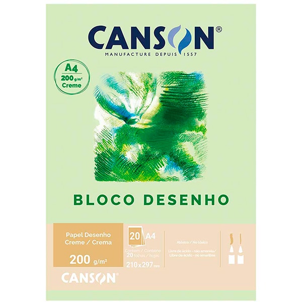 Bloco de desenho A4 creme 200g Canson BL 20 FL