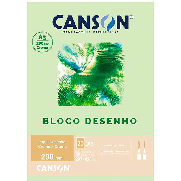 Bloco de desenho A3 creme 200g Canson BL 20 FL