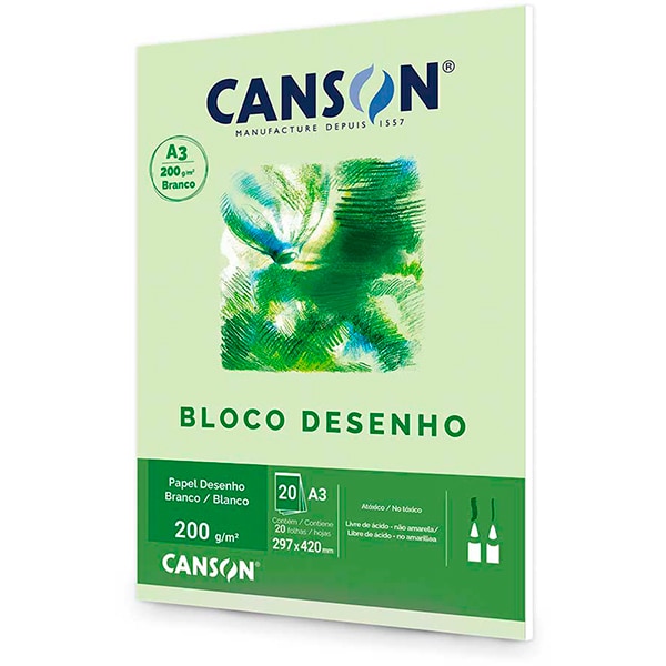 Bloco de desenho A3 branco 200g Canson BL 20 FL