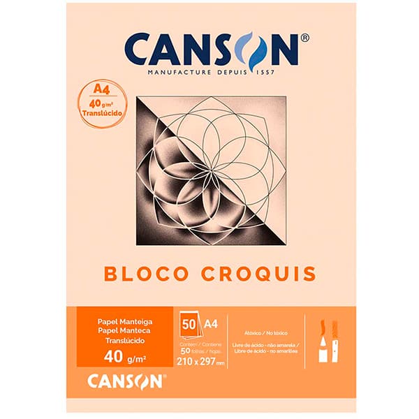 Bloco papel manteiga croquis A4 40g Canson BL 50 FL