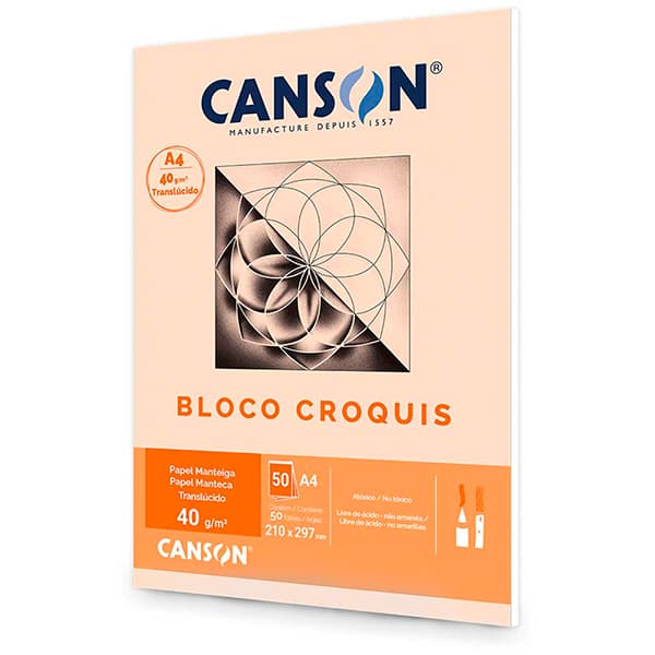 Bloco papel manteiga croquis A4 40g Canson BL 50 FL