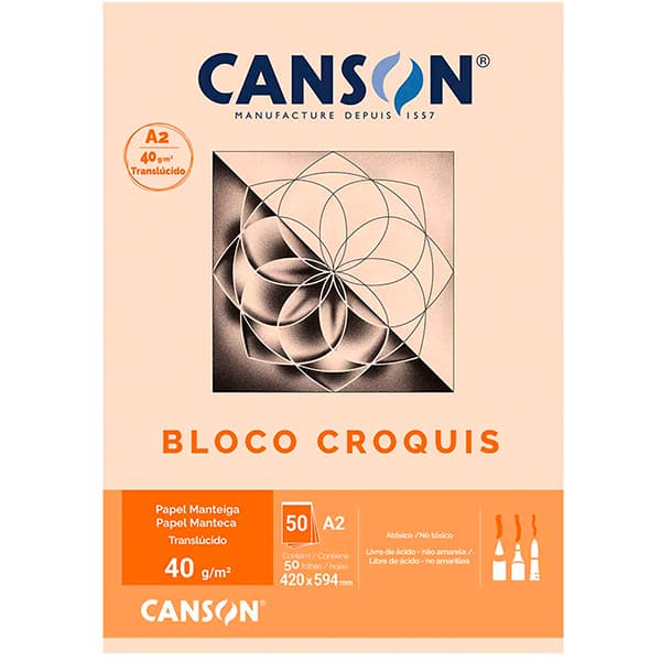 Bloco papel manteiga croquis A2 40g Canson BL 50 FL