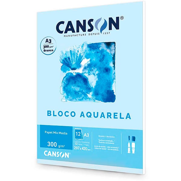 Bloco aquarela A3 300g Canson BL 12 FL