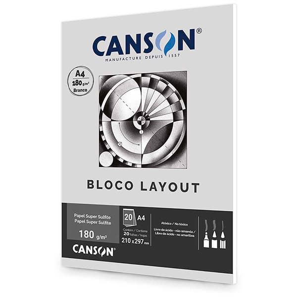 Bloco lay-out liso A4 180g Canson BL 20 FL