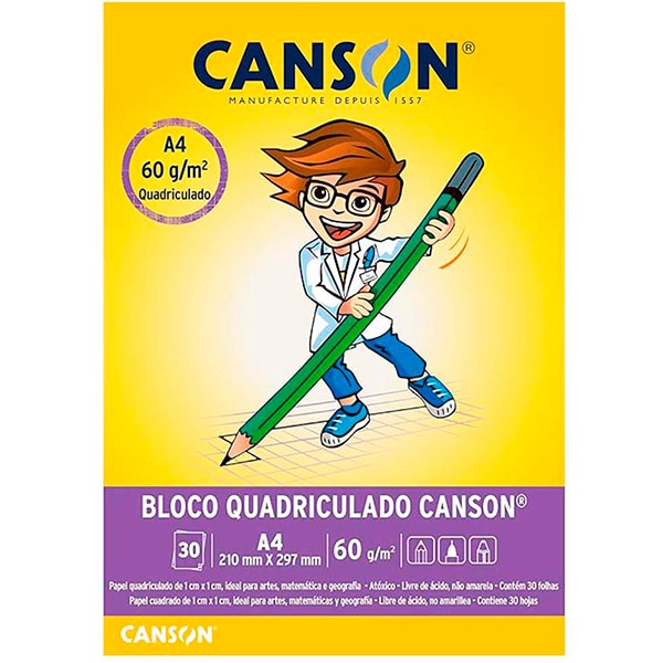 Bloco quadriculado A4 60g Canson BL 30 FL