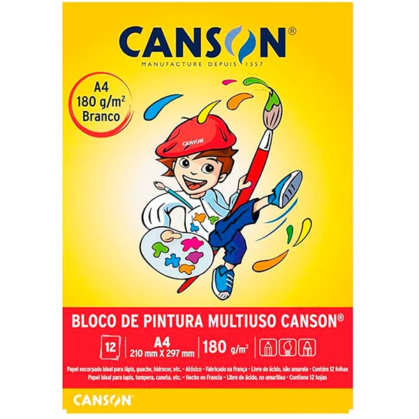 Bloco pintura Multi tecnicas A4 180g 66667500 Canson BL 12 FL