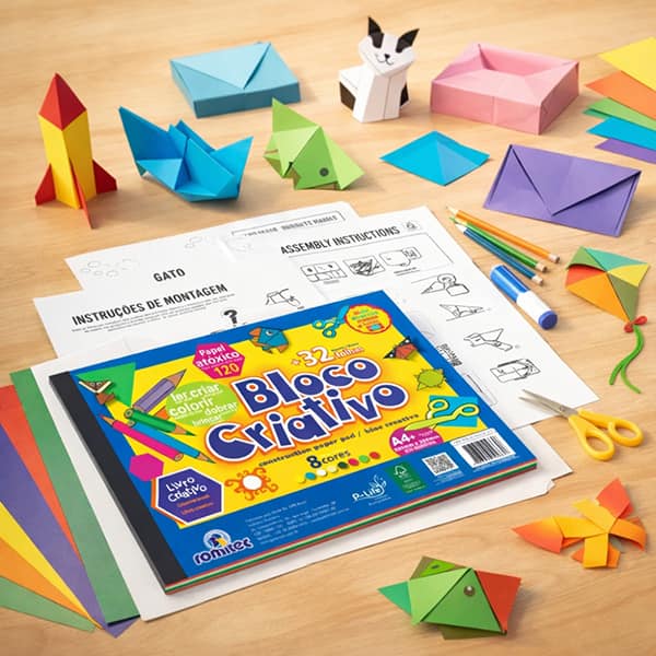 Bloco Criativo com 8 cores - Papel A4+ 325mm x 235mm, Gramatura 120g, 32 Folhas, Romitec - PT 32 FL