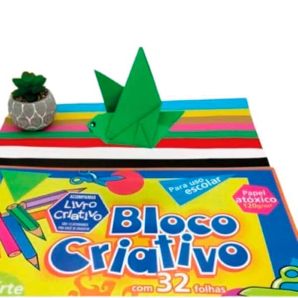 Bloco Criativo com 8 cores - Papel A4+ 325mm x 235mm, Gramatura 120g, 32 Folhas, Romitec PT 32 FL