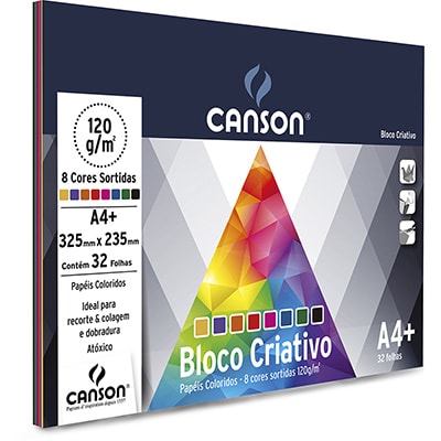 Bloco Criativo 120g 325x235mm c/8 cores 66667158 Canson BL 32 FL