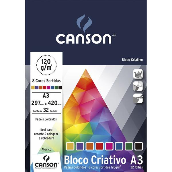 Bloco Criativo 120g 420x297mm c/ 8cores 66667161 Canson BL 32 FL