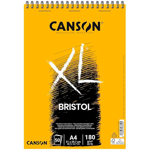 Bloco XL Bristol A4 180g, C31078A021, Canson - BL 50 FL