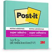 Bloco Adesivo Notas Super Adesivas Post-It Azul Aqua 76mm X 76mm - 90 Folhas - CX 1 UN Bloco Adesivo Notas Super Adesivas Post-It Azul Aqua 76mm X 76mm - 90 Folhas - CX 1 UN