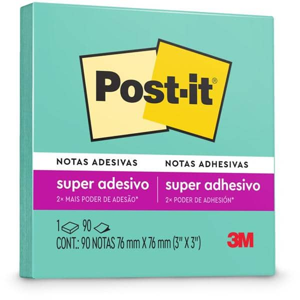 Bloco de Notas Super Adesivas Post-it Azul Aqua 76 mm x 76 mm - 90 folhas - CX 1 UN