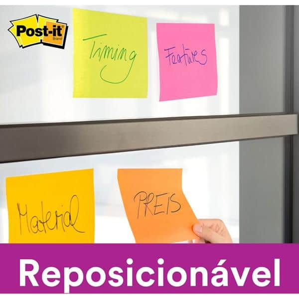 Bloco de Notas Super Adesivas Post-it Azul Elétrico 76 mm x 76 mm - 90 folhas - CX 1 UN