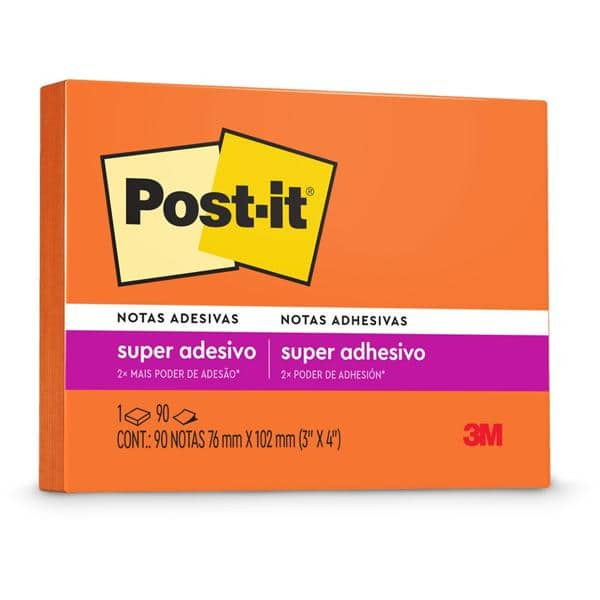 Bloco de Notas Super Adesivas Post-it Laranja 76 mm x 102 mm - 90 folhas - PT 1 UN