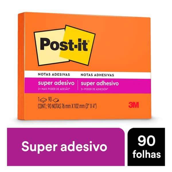 Bloco de Notas Super Adesivas Post-it Laranja 76 mm x 102 mm - 90 folhas - PT 1 UN