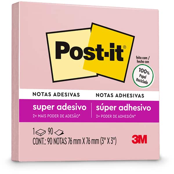 Bloco Post-it 76x76 sal rosa c/90fls HB00476772 3M BL 1 UN