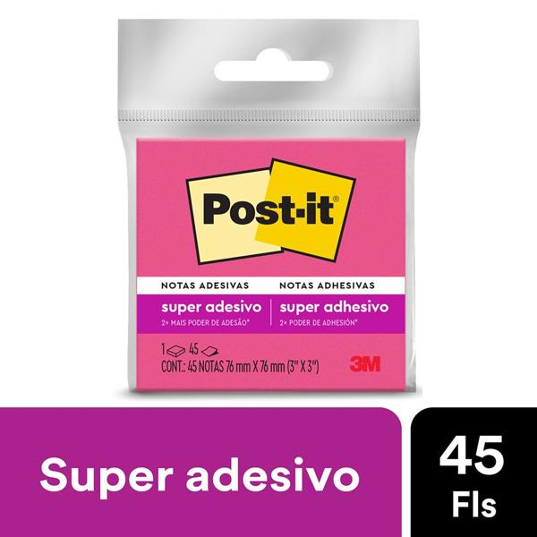 Bloco de Notas Super Adesivas Post-it Rosa 76 mm x 76 mm - 45 folhas - BT 1 UN