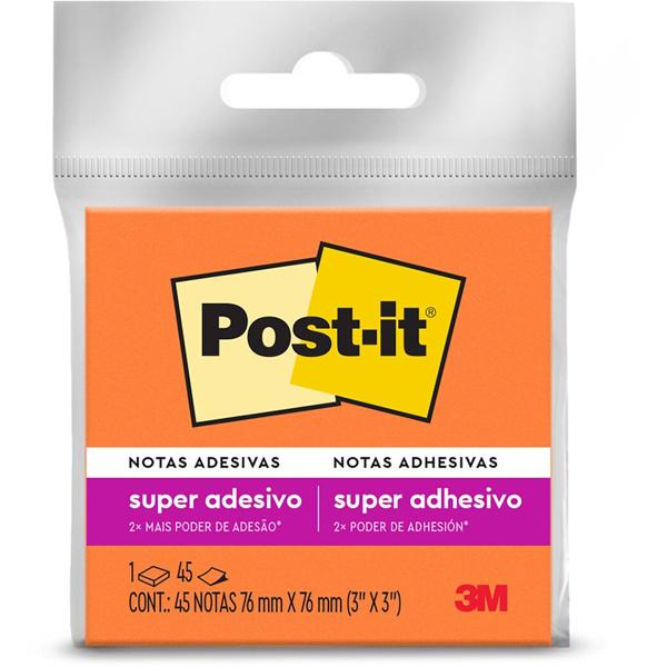 Bloco de Notas Super Adesivas Post-it Laranja 76 mm x 76 mm - 45 folhas - BT 1 UN