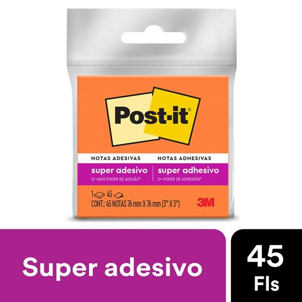 Bloco de Notas Super Adesivas Post-it Laranja 76 mm x 76 mm - 45 folhas - BT 1 UN