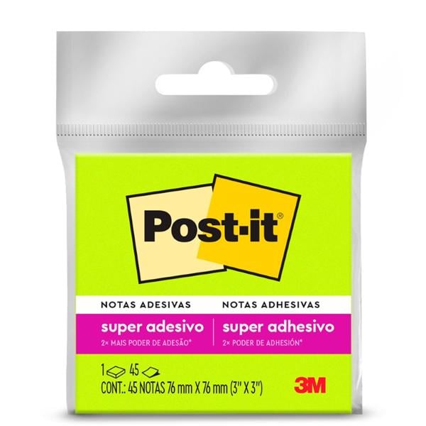 Bloco de Notas Super Adesivas Post-it Verde 76 mm x 76 mm - 45 folhas - BT 1 UN