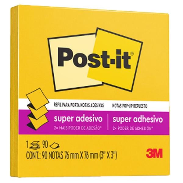 Bloco de Notas Super Adesivas Post-it Refil Amarelo Sol 76 mm x 76 mm - 90 folhas - PT 1 UN