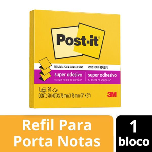 Bloco de Notas Super Adesivas Post-it Refil Amarelo Sol 76 mm x 76 mm - 90 folhas - PT 1 UN