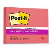 Bloco de Notas Super Adesivas Post-it Rosa Poppy 76 mm x 102 mm - 90 folhas - PT 1 UN