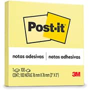 Bloco Adesivo post-it 76x76 amarelo canário c/100fls 3M PT 1 UN Bloco Adesivo post-it 76x76 amarelo canário c/100fls 3M PT 1 UN