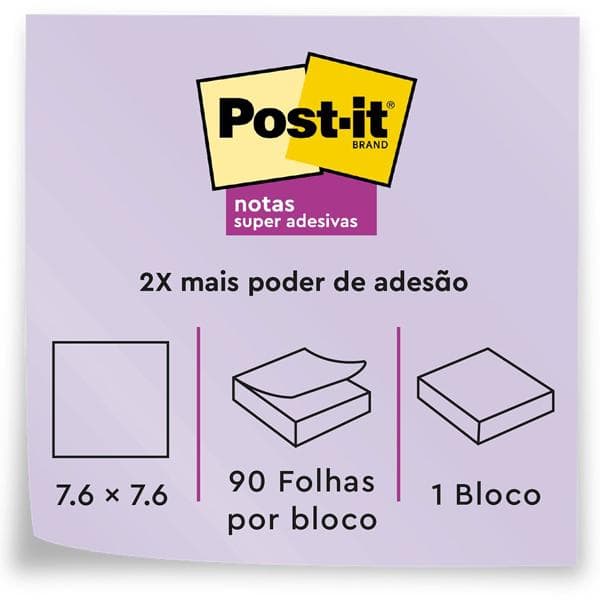 Bloco de Notas Super Adesivas Post-it Pink 76 mm x 76 mm - 90 folhas - PT 1 UN