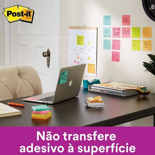 Bloco de Notas Super Adesivas Post-it Rosa Milênio 76 mm x 76 mm - 90 folhas - PT 1 UN