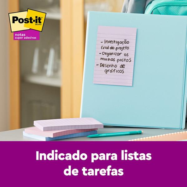 Bloco de Notas Adesivas pautado Post-it, Coleção Paixão por viajar, 101 mm x 152 mm, 270 folhas, 3M - BL 1 UN