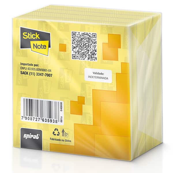 Bloco Adesivo Pop-Up 75mm X 75mm Amarelo com 400 Folhas Stick Note - PT 4 UN