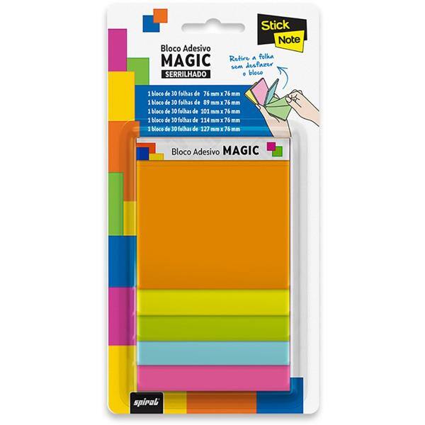 Bloco autoadesivo 5 tamanhos neon Magic 150fls Stick Note PT 1 UN