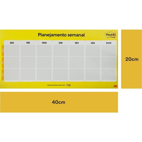 Calendário Semanal Post-it com 2 Blocos 38mm X 50mm - PT 1 UN