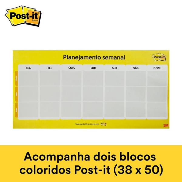 Calendário Semanal Post-it com 2 Blocos 38mm X 50mm - PT 1 UN