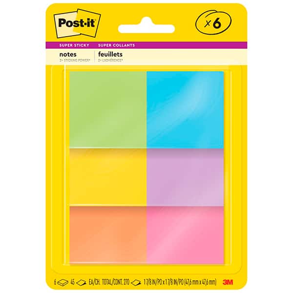 Bloco Adesivo Post-It, Shot de Energia, 47,6mm X 47,6mm - 270 Folhas, PT 6 UN Bloco Adesivo Post-It, Shot de Energia, 47,6mm X 47,6mm - 270 Folhas, PT 6 UN