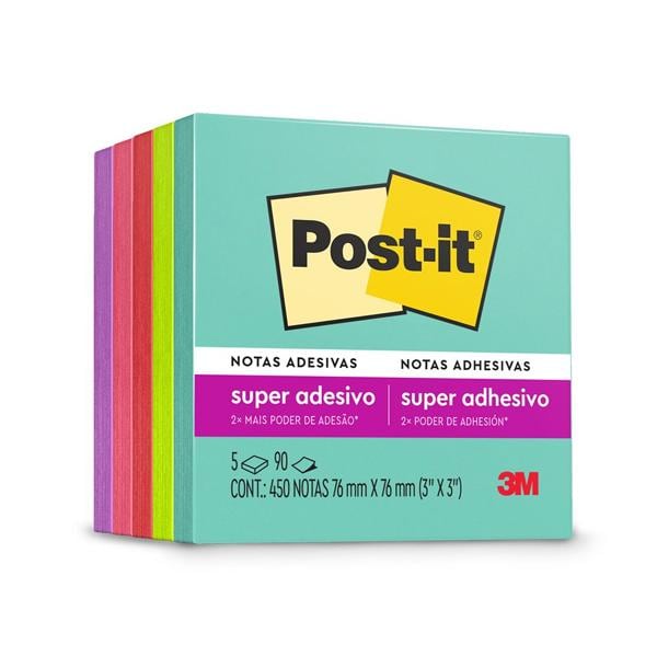 Bloco de Notas Adesivas Post-it Coleção Supernova, 76x76mm, 450 folhas, 3M - BL 5 UN